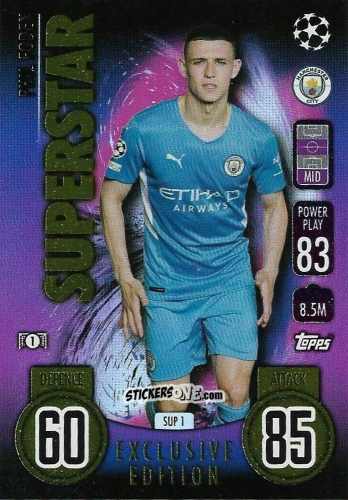 Sticker Phil Foden - UEFA Champions League & Europa League 2021-2022. Match Attax n. SUP1 - Topps