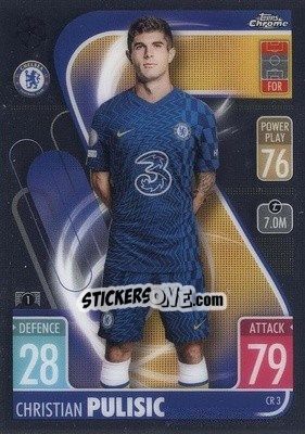 Sticker Christian Pulisic - UEFA Champions League & Europa League 2021-2022. Match Attax n. CR3 - Topps