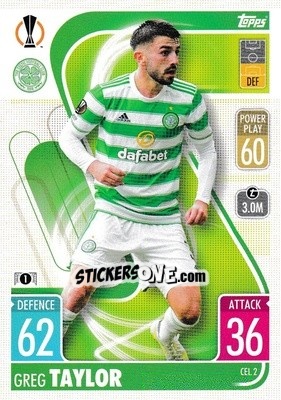 Sticker Greg Taylor - UEFA Champions League & Europa League 2021-2022. Match Attax - Topps