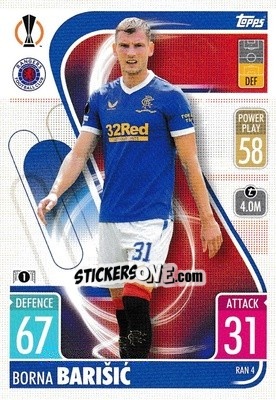 Sticker Borna Barišic - UEFA Champions League & Europa League 2021-2022. Match Attax n. RAN4 - Topps