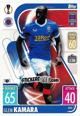 Sticker Glen Kamara - UEFA Champions League & Europa League 2021-2022. Match Attax n. RAN7 - Topps
