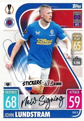 Sticker John Lundstram - UEFA Champions League & Europa League 2021-2022. Match Attax - Topps