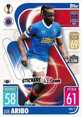 Sticker Joe Aribo - UEFA Champions League & Europa League 2021-2022. Match Attax n. RAN10 - Topps