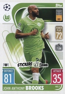 Sticker John Anthony Brooks - UEFA Champions League & Europa League 2021-2022. Match Attax n. WOL2 - Topps