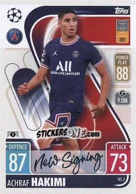 Sticker Achraf Hakimi - UEFA Champions League & Europa League 2021-2022. Match Attax - Topps