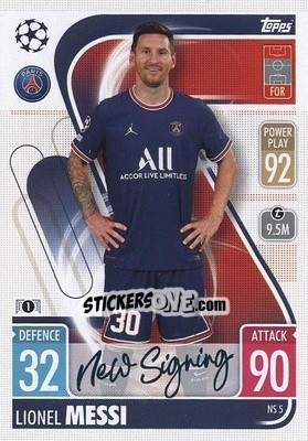 Sticker Lionel Messi - UEFA Champions League & Europa League 2021-2022. Match Attax n. NS5 - Topps