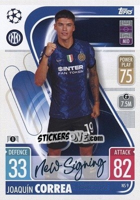 Sticker Joaquin Correa - UEFA Champions League & Europa League 2021-2022. Match Attax n. NS9 - Topps