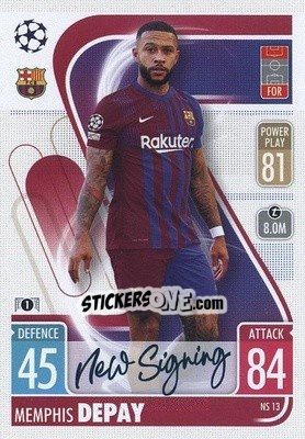 Sticker Memphis Depay - UEFA Champions League & Europa League 2021-2022. Match Attax n. NS13 - Topps