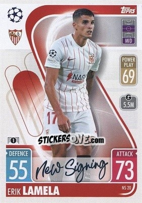 Sticker Erik Lamela - UEFA Champions League & Europa League 2021-2022. Match Attax n. NS20 - Topps