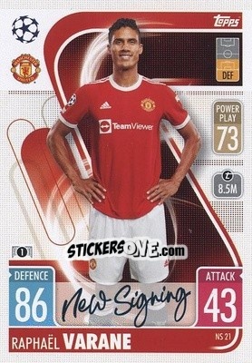 Sticker Raphael Varane - UEFA Champions League & Europa League 2021-2022. Match Attax n. NS21 - Topps