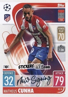 Sticker Matheus Cunha - UEFA Champions League & Europa League 2021-2022. Match Attax n. NS26 - Topps