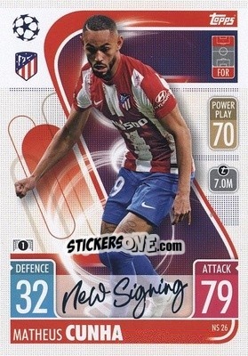 Figurina Matheus Cunha - UEFA Champions League & Europa League 2021-2022. Match Attax - Topps