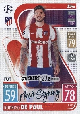 Sticker Rodrigo De Paul - UEFA Champions League & Europa League 2021-2022. Match Attax n. NS27 - Topps