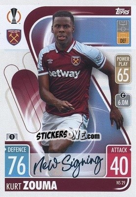 Sticker Kurt Zouma - UEFA Champions League & Europa League 2021-2022. Match Attax n. NS29 - Topps