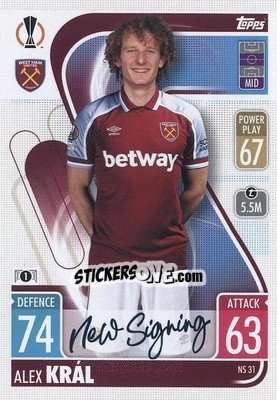 Sticker Alex Kral - UEFA Champions League & Europa League 2021-2022. Match Attax n. NS31 - Topps