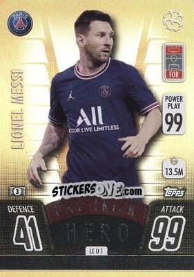 Sticker Lionel Messi - UEFA Champions League & Europa League 2021-2022. Match Attax - Topps