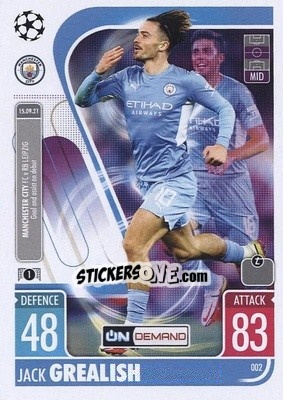 Sticker Jack Grealish - UEFA Champions League & Europa League 2021-2022. Match Attax n. OD002 - Topps