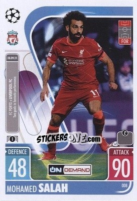 Cromo Mohamed Salah - UEFA Champions League & Europa League 2021-2022. Match Attax - Topps