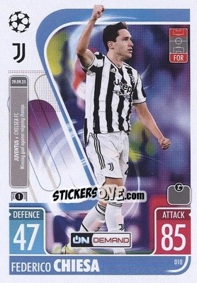 Sticker Federico Chiesa - UEFA Champions League & Europa League 2021-2022. Match Attax n. OD010 - Topps