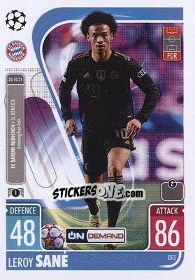 Sticker Leroy Sané - UEFA Champions League & Europa League 2021-2022. Match Attax n. OD013 - Topps