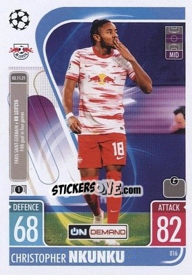 Sticker Christopher Nkunku - UEFA Champions League & Europa League 2021-2022. Match Attax n. OD016 - Topps