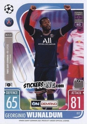Sticker Georginio Wijnaldum - UEFA Champions League & Europa League 2021-2022. Match Attax n. OD017 - Topps