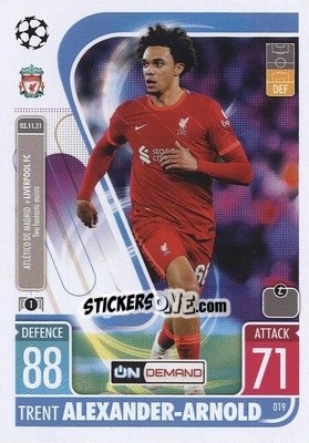 Sticker Trent Alexander-Arnold - UEFA Champions League & Europa League 2021-2022. Match Attax n. OD019 - Topps