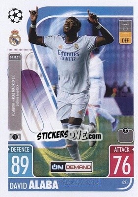 Sticker David Alaba - UEFA Champions League & Europa League 2021-2022. Match Attax n. OD021 - Topps
