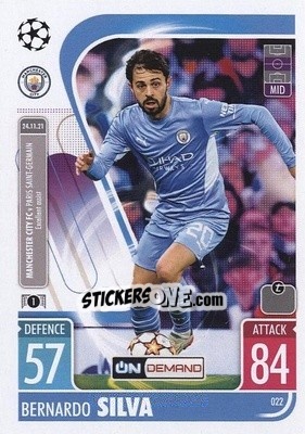 Sticker Bernardo Silva - UEFA Champions League & Europa League 2021-2022. Match Attax n. OD022 - Topps