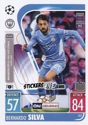 Sticker Bernardo Silva - UEFA Champions League & Europa League 2021-2022. Match Attax - Topps