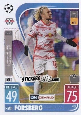 Cromo Emil Forsberg - UEFA Champions League & Europa League 2021-2022. Match Attax - Topps