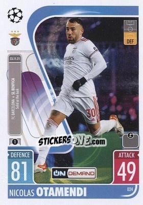 Sticker Nicolás Otamendi - UEFA Champions League & Europa League 2021-2022. Match Attax n. OD024 - Topps
