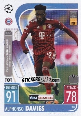 Sticker Alphonso Davies - UEFA Champions League & Europa League 2021-2022. Match Attax - Topps