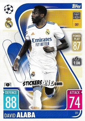 Sticker David Alaba - UEFA Champions League & Europa League 2021-2022. Match Attax - Topps