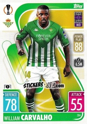 Sticker William Carvalho - UEFA Champions League & Europa League 2021-2022. Match Attax n. 284 - Topps