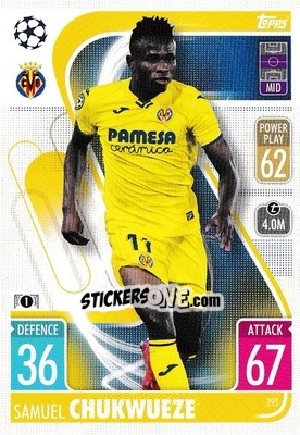 Sticker Samuel Chukwueze - UEFA Champions League & Europa League 2021-2022. Match Attax n. 295 - Topps