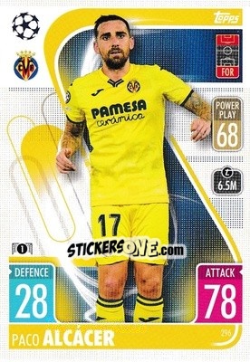 Sticker Paco Alcácer - UEFA Champions League & Europa League 2021-2022. Match Attax n. 296 - Topps