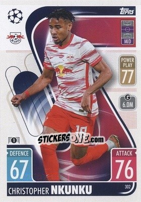 Sticker Christopher Nkunku - UEFA Champions League & Europa League 2021-2022. Match Attax n. 302 - Topps