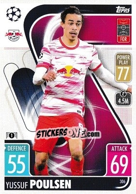 Sticker Yussuf Poulsen - UEFA Champions League & Europa League 2021-2022. Match Attax n. 306 - Topps
