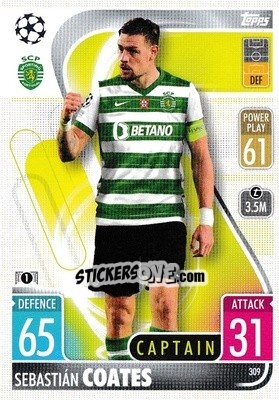 Sticker Sebastián Coates - UEFA Champions League & Europa League 2021-2022. Match Attax n. 309 - Topps