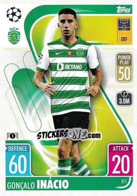 Sticker Gonzalo Inácio - UEFA Champions League & Europa League 2021-2022. Match Attax n. 311 - Topps