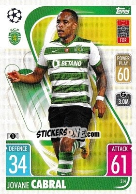 Sticker Jovane Cabral - UEFA Champions League & Europa League 2021-2022. Match Attax n. 314 - Topps