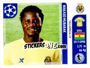 Sticker Wakaso Mubarak - UEFA Champions League 2011-2012 n. 35 - Panini
