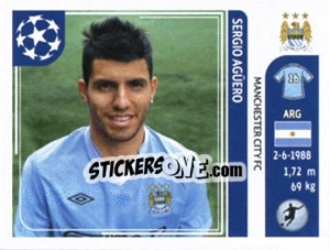 Sticker Sergio Aguero - UEFA Champions League 2011-2012 n. 53 - Panini