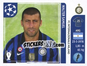 Sticker Walter Samuel - UEFA Champions League 2011-2012 n. 78 - Panini