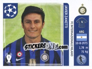 Cromo Javier Zanetti - UEFA Champions League 2011-2012 - Panini