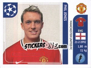 Sticker Phil Jones - UEFA Champions League 2011-2012 - Panini