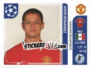 Sticker Javier Hernandez - UEFA Champions League 2011-2012 n. 155 - Panini