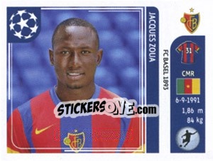 Sticker Jacques Zoua - UEFA Champions League 2011-2012 n. 189 - Panini