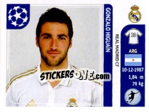 Sticker Gonzalo Higuaín - UEFA Champions League 2011-2012 n. 225 - Panini